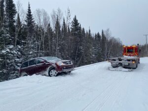 Sortie de route en hiver